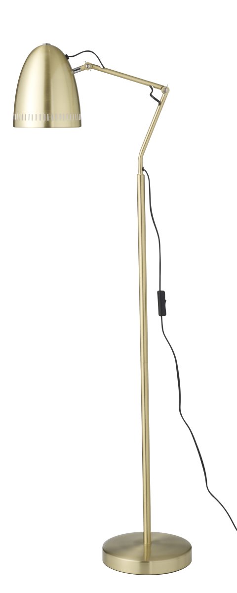 Dynamo 1 Børstet messing gulvlampe Fra Superliving - Dynamo gulvlampe laget av matt metall i b&oslash;rstet messingfinish er en elegant og praktisk belysningsl&oslash;sning.