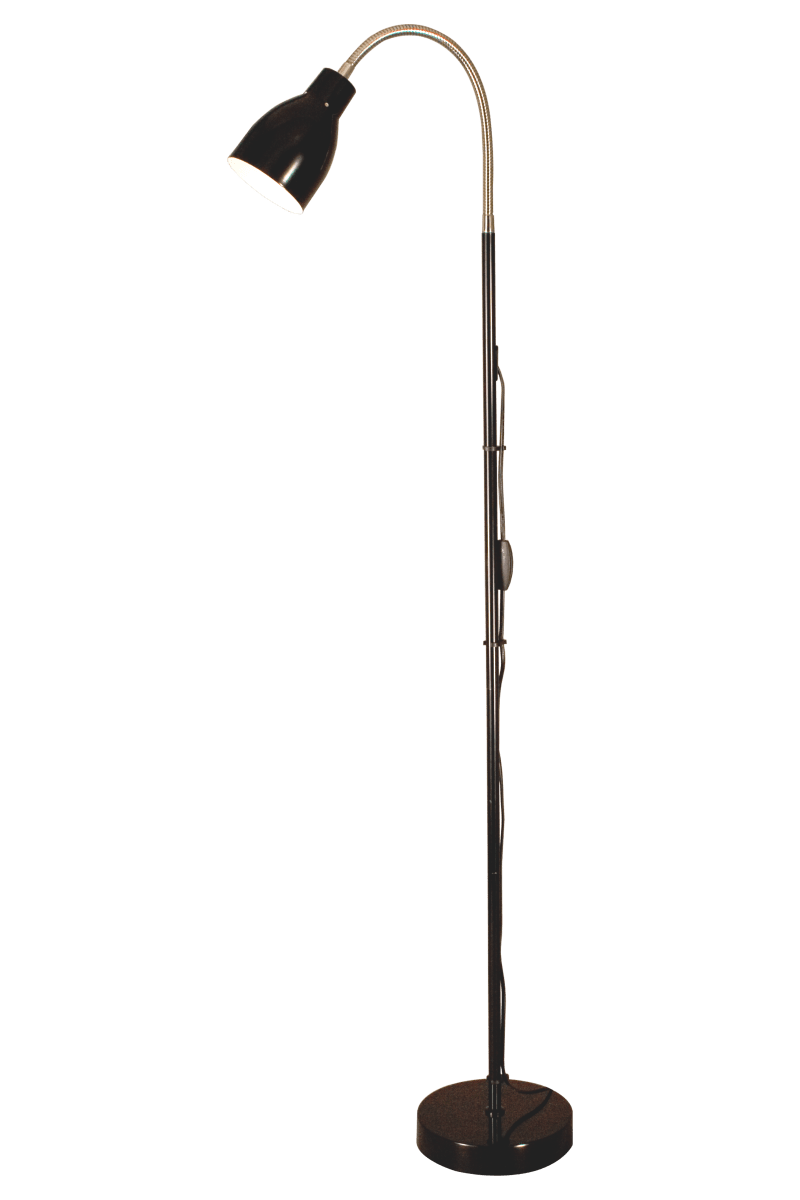 Sarek Svart gulvlampe Fra Aneta Lighting - Sarek er en stilig gulvlampe i matt sort metall med flexarm i krom for enkel justering av lyset.