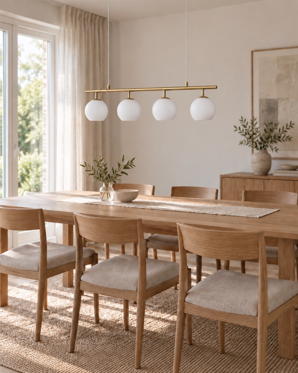 Globi 4 78cm Børstet messing/hvit Taklampe Fra Nordic Lighting - Globi blir et dekorativt blikkfang som passer like godt i moderne hjem som i mer klassiske miljøer.