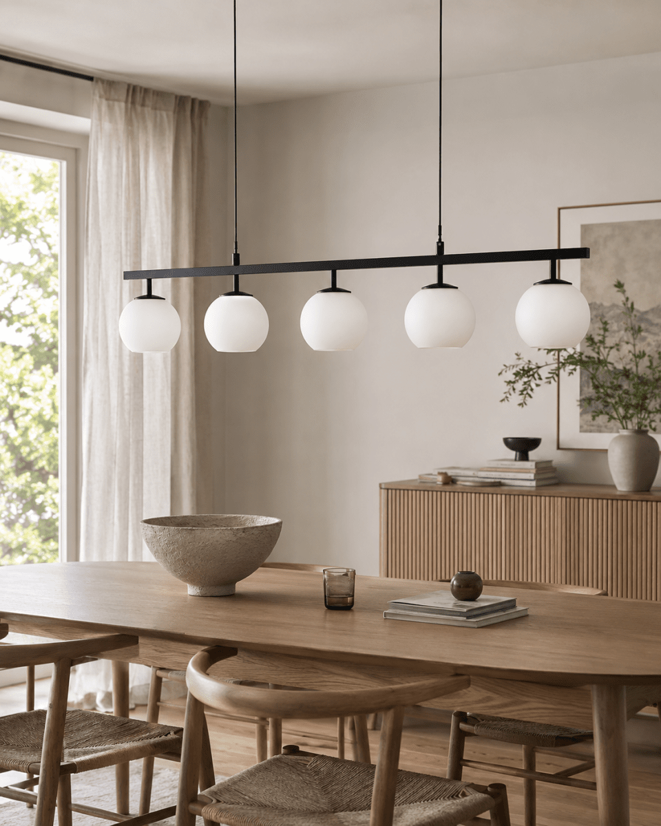 Globi 5 120cm Svart og hvitt Taklampe Fra Nordic Lighting - Globi 5 blir et dekorativt blikkfang som passer like godt i moderne hjem som i mer klassiske milj&oslash;er.
