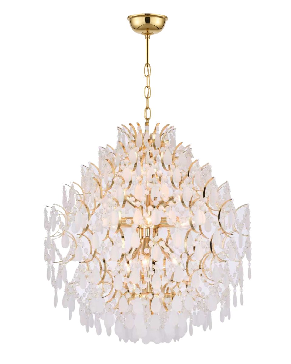 Palais Ø58 Gull krystall Fra Lampan - Lampen er dekket med frostede prismer som gir et mykt, dr&oslash;mmende lysspill og skaper en eksklusiv atmosf&aelig;re i rommet.