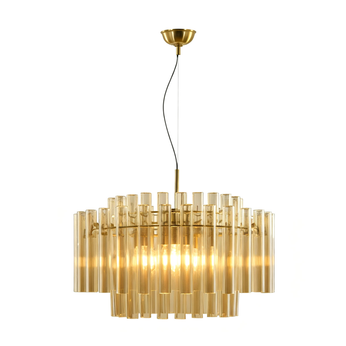 Lancaster Ø54 Messing/rav Taklampe Fra Lampan - Designet med sine rette linjer og varme skjermer gj&oslash;r lampen perfekt i b&aring;de moderne og klassiske milj&oslash;er.