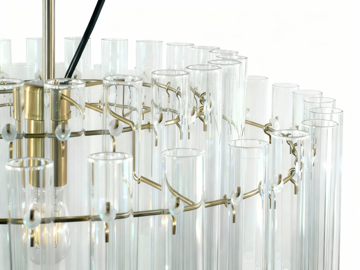 Lancaster Ø54 Messing/gjennomsiktig Taklampe Fra Lampan - En lampe som kombinerer eleganse og enkelhet p&aring; en harmonisk m&aring;te &ndash; og som l&oslash;fter interi&oslash;ret med sin subtile gl&oslash;d og tidl&oslash;se sjarm.