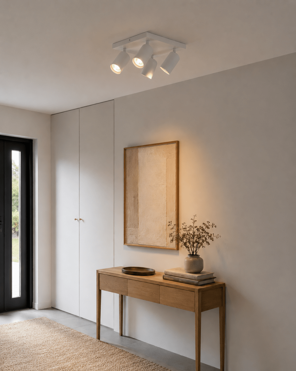Crux 4 Hvit spotlight Fra Nordic Lighting - Crux er en stilig spotlight med tidl&oslash;st design i hvitt metall.