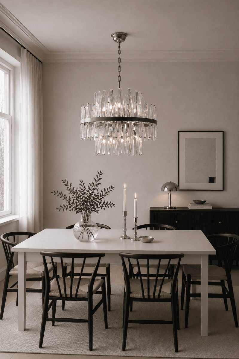 Berwick Ø50 Gjennomsiktig krystall Fra Lampan - De klare glassprismene er plassert p&aring; flere niv&aring;er og reflekterer lyset vakkert, noe som skaper glitrende refleksjoner og en eksklusiv f&oslash;lelse i rommet.