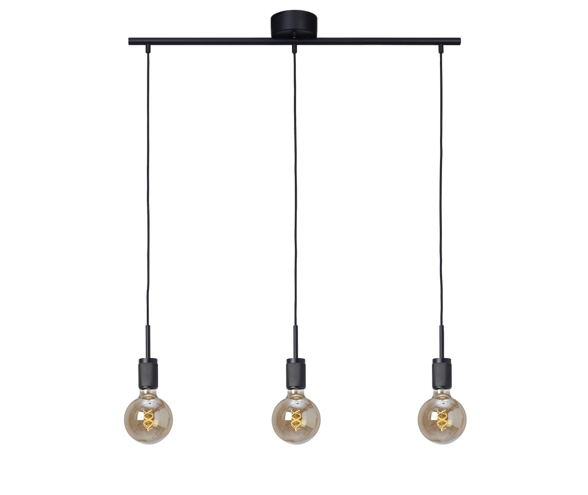Rille 85cm Svart Taklampe Fra Cottex - De tre hengende lyspunktene skaper et luftig og balansert design, perfekt for å lyse opp større områder.
