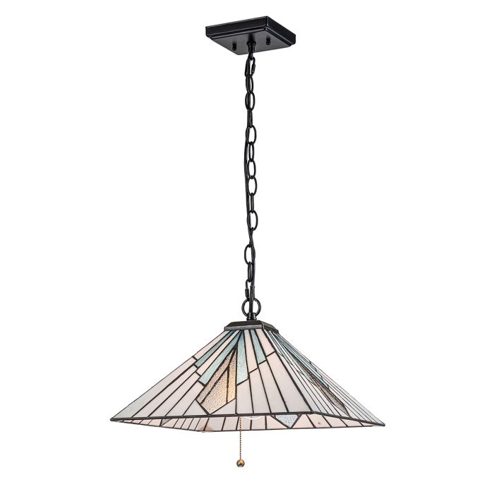 Alderley 38cm Flerfarget Fra Elstead Lighting - Metallkomponentene har en dyp vintage bronsefinish og en klassisk art deco-design.