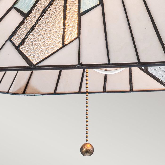 Alderley 38cm Flerfarget Fra Elstead Lighting - Metallkomponentene har en dyp vintage bronsefinish og en klassisk art deco-design.