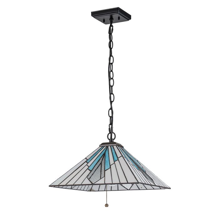Alderley 38cm Flerfarget Fra Elstead Lighting - Metallkomponentene har en dyp vintage bronsefinish og en klassisk art deco-design.