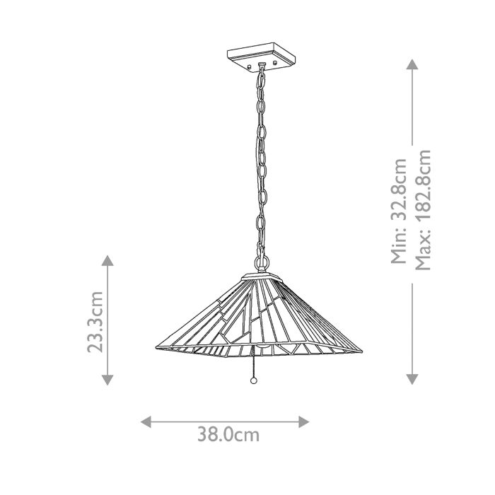 Alderley 38cm Flerfarget Fra Elstead Lighting - Metallkomponentene har en dyp vintage bronsefinish og en klassisk art deco-design.