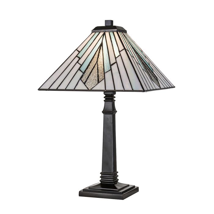 Alderley 50cm Flerfarget Fra Elstead Lighting - Metallkomponentene har en dyp vintage bronsefinish og et klassisk art deco-design som gir et tidløst og elegant utseende.