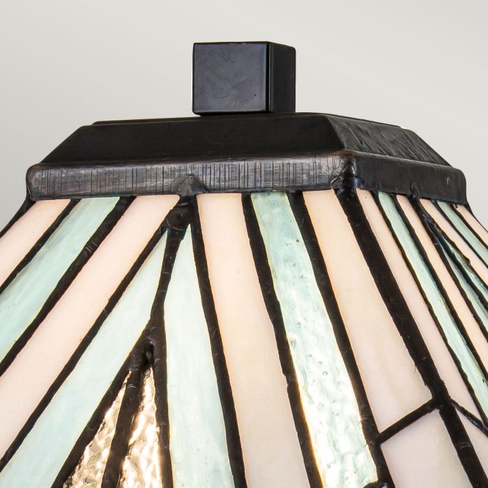 Alderley 50cm Flerfarget Fra Elstead Lighting - Metallkomponentene har en dyp vintage bronsefinish og et klassisk art deco-design som gir et tidløst og elegant utseende.