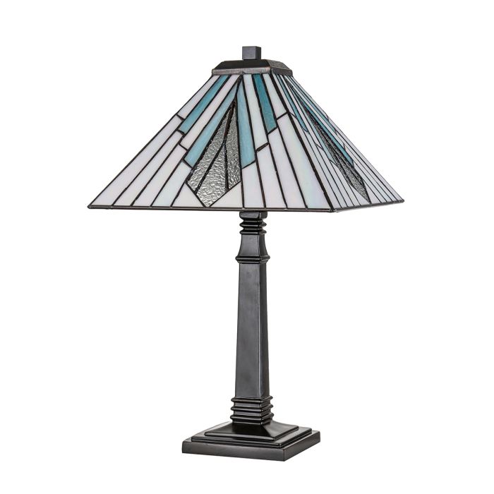 Alderley 50cm Flerfarget Fra Elstead Lighting - Metallkomponentene har en dyp vintage bronsefinish og et klassisk art deco-design som gir et tidløst og elegant utseende.