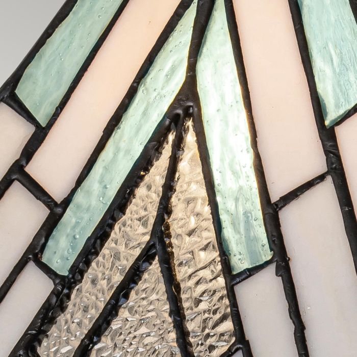 Alderley 35cm Flerfarget Fra Elstead Lighting - Metallkomponentene har en dyp vintage bronsefinish og et klassisk art deco-design som gir et tidløst og elegant utseende.