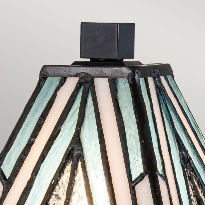 Alderley 32cm Flerfarget Fra Elstead Lighting - Metallkomponentene har en dyp vintage bronsefinish og et klassisk art deco-design som gir et tidløst og elegant utseende.