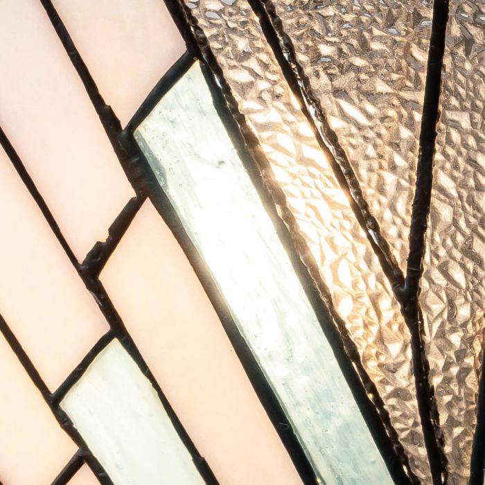 Alderley 30cm Flerfarget Fra Elstead Lighting - Metallkomponentene har en dyp vintage bronsefinish og et klassisk art deco-design som gir et tidløst og elegant utseende.