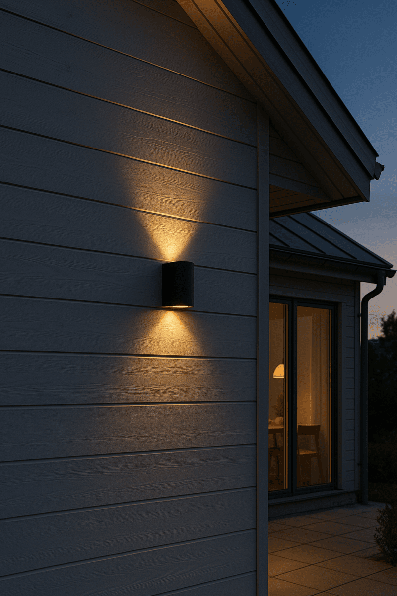 Tor duo Svart utendørslampe Fra Lampan - Lampan lyser fint ner och upp p&aring; v&auml;ggen och skapar en h&auml;rlig atmosf&auml;r.