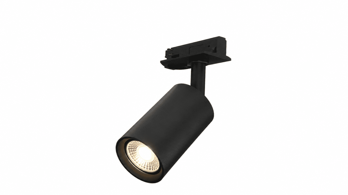 Forma spot Svart Fra Nordic Lighting - Koble til str&oslash;mmen enten i enden/begynnelsen av skinnen med en kobling eller midt p&aring; skinnen med en senterkobling.