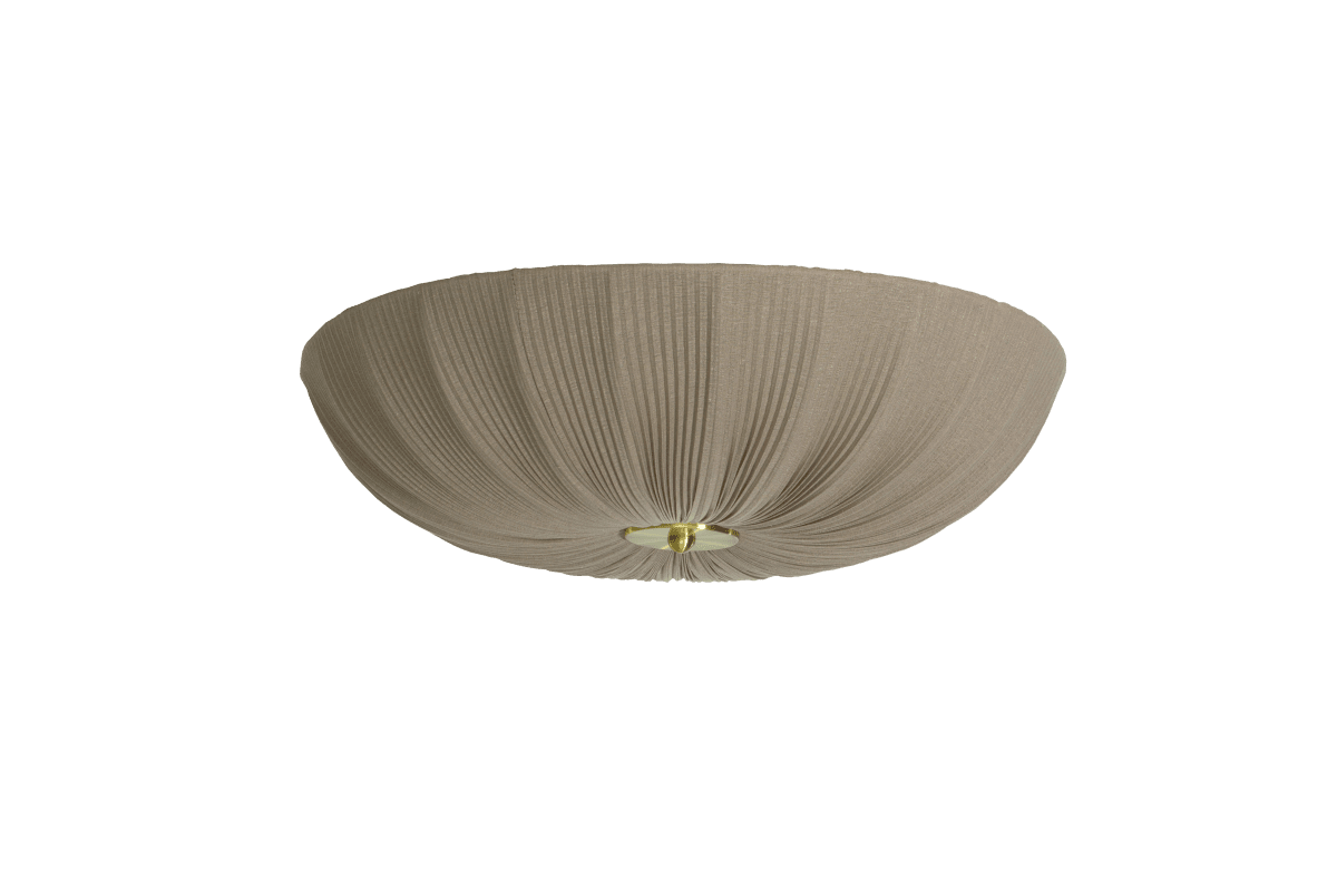 Lady Ø55 Grå plafond Fra Aneta Lighting - N&aring;r lampen er p&aring;, sprer et mykt og behagelig lys seg gjennom stoffet og skaper en varm atmosf&aelig;re i rommet.