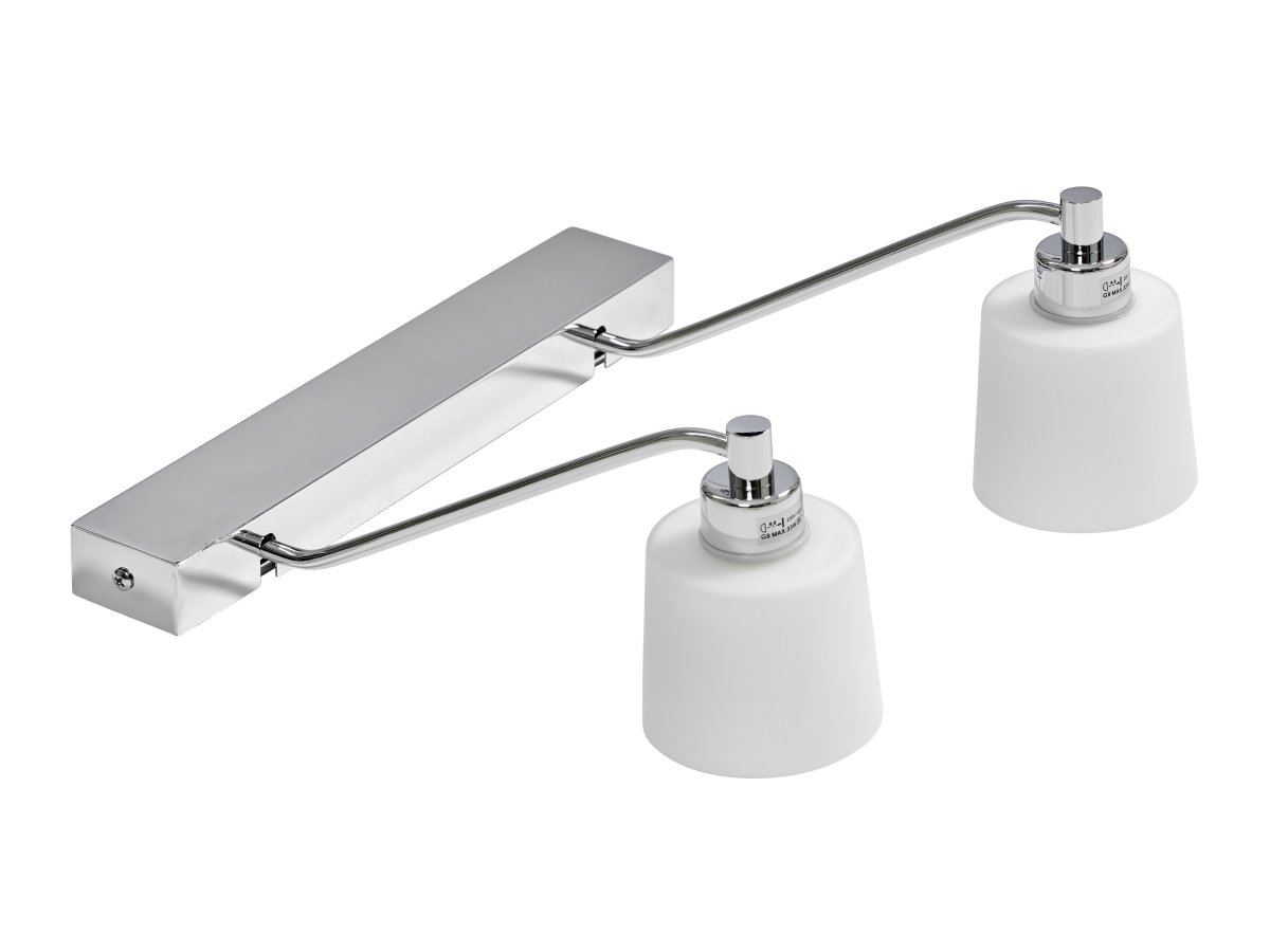 Tärnö 30cm Krom baderomslampe Fra Armaturhantverk - Kromfinishen og de hvite linsene skaper en elegant kombinasjon som sprer et mykt og behagelig lys, perfekt for speilbelysning.