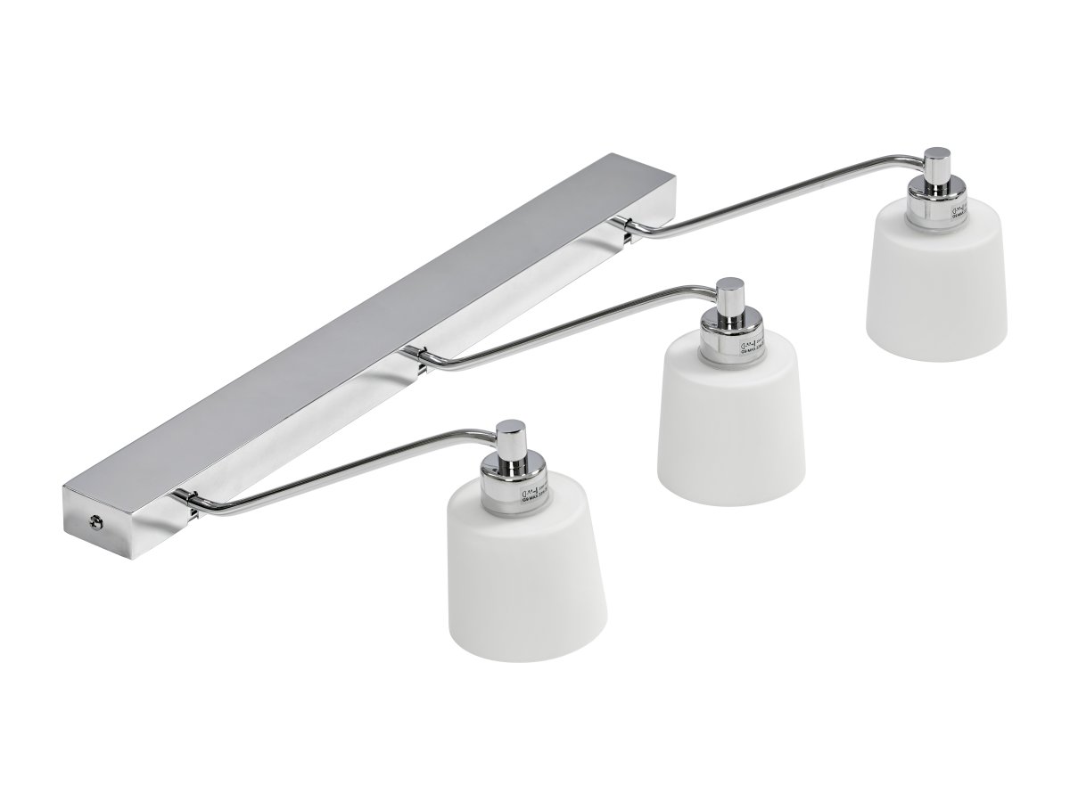 Tärnö 50cm Krom baderomslampe Fra Armaturhantverk - Kromfinishen og de hvite linsene skaper en elegant kombinasjon som sprer et mykt og behagelig lys, perfekt for speilbelysning.