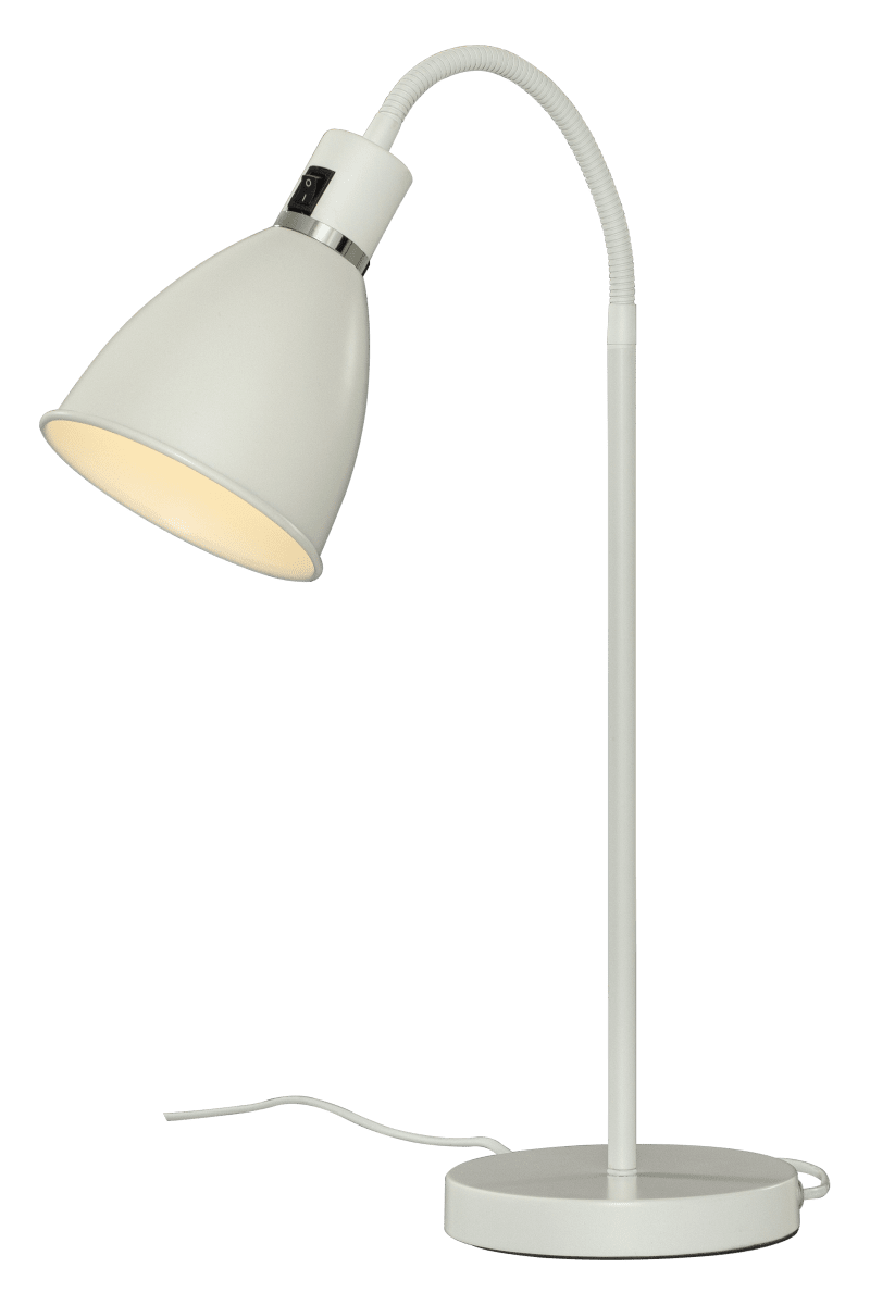 Idre 52cm Hvit skrivebordslampe Fra Aneta Lighting - Idre bordlampe har klassisk design i hvitlakkert metall med kromfarget dekorativ ring.