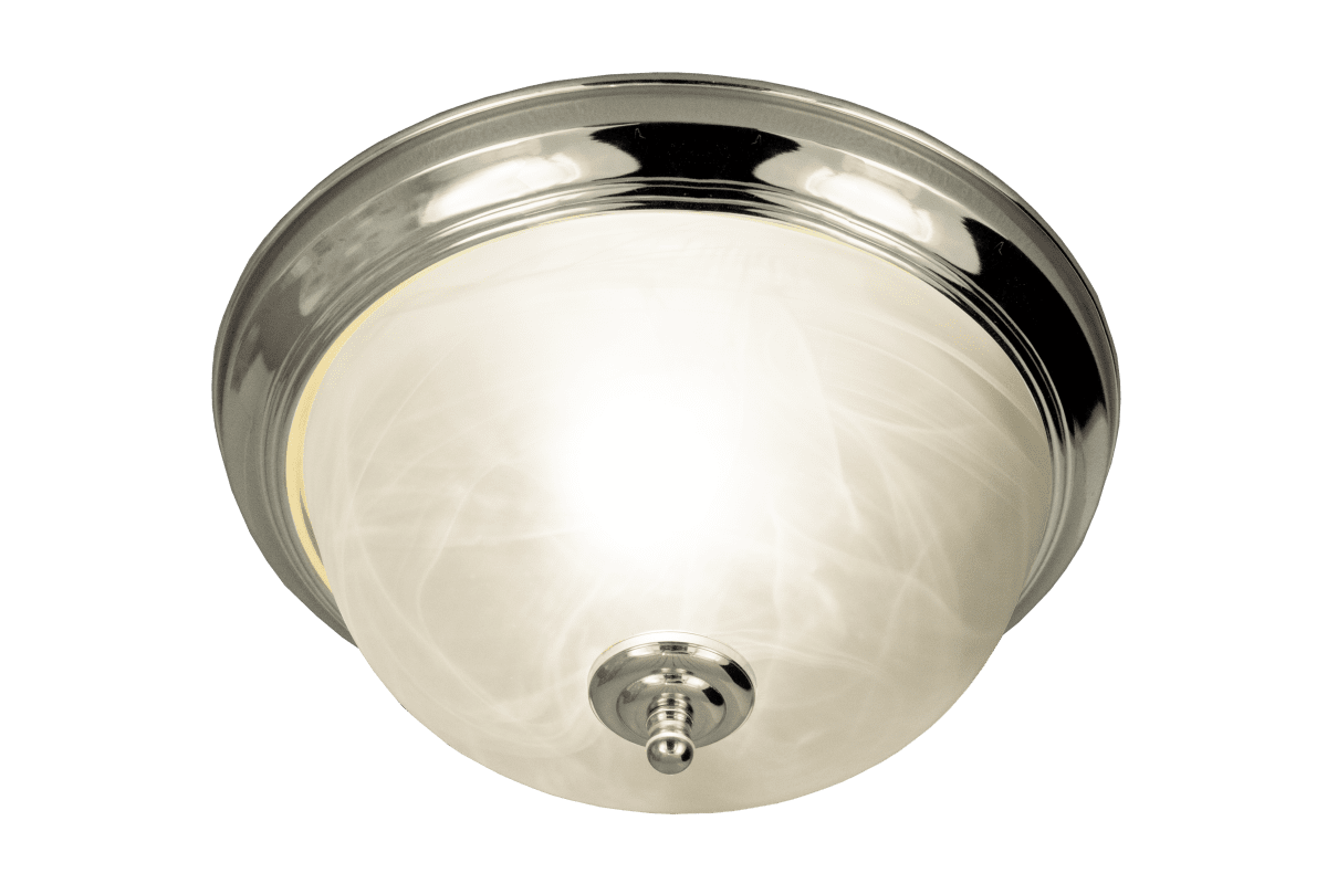 Napoli Ø28 Krom baderomslampe Fra Aneta Lighting - Napoli plafond i forkrommet metall med hvit glassskjerm.