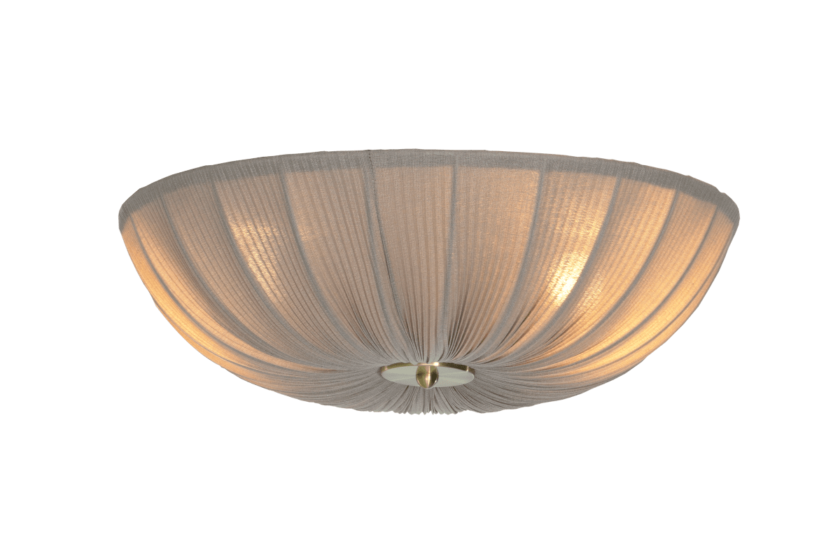 Lady Ø45 Grå plafond Fra Aneta Lighting - N&aring;r lampen er p&aring;, sprer et mykt og behagelig lys seg gjennom stoffet og skaper en varm atmosf&aelig;re i rommet.