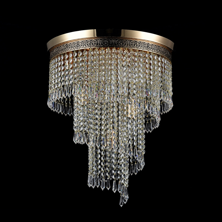 Cascade Ø42 Gull krystall Fra Maytoni - De dekorative prismene henger i flere niv&aring;er og omfavner lyskildene, og skaper et str&aring;lende lysspill og et eksklusivt preg.