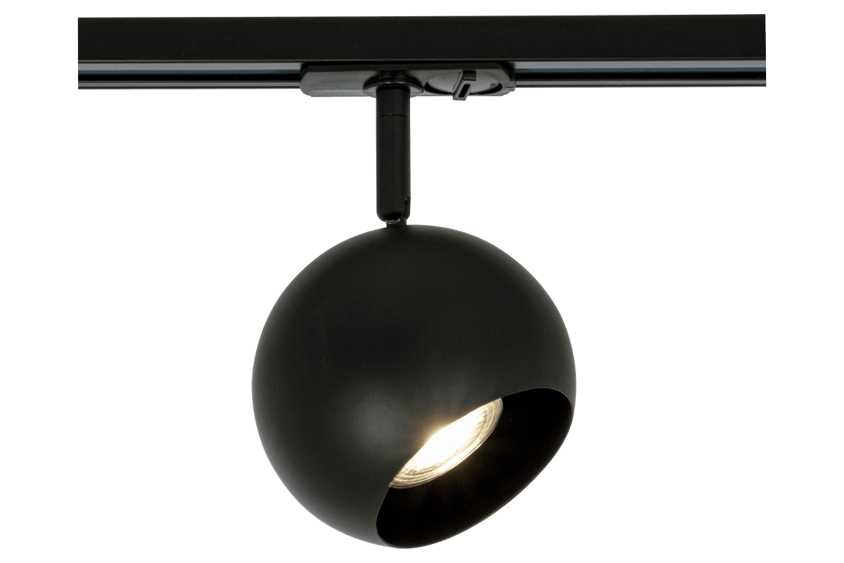 Ball spotlight Svart Fra Aneta Lighting - Monteres enkelt på skinnen og passer like godt i hjemmet som i offentlige miljøer.