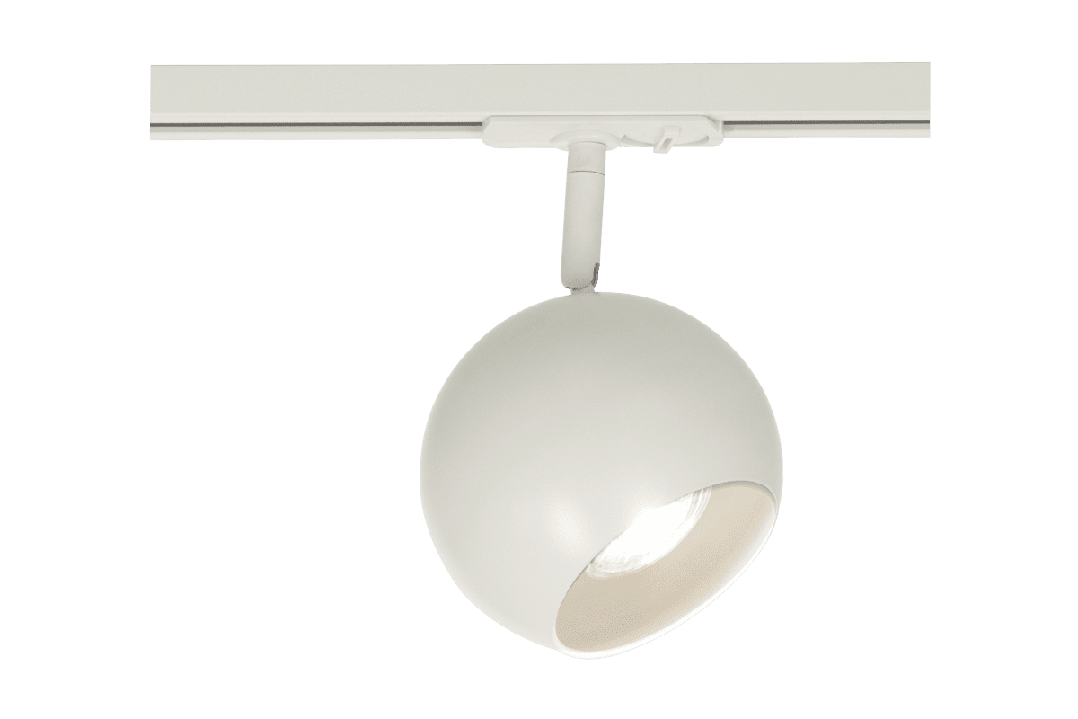 Ball spotlight Matt hvit Fra Aneta Lighting - Monteres enkelt på skinnen og passer like godt i hjemmet som i offentlige miljøer.