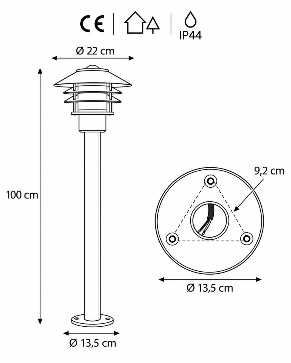 Ystad 100cm Svart pullerter Fra Nordic Lighting - Ystad er en klassisk pullert i svart aluminium med klare glasselementer.