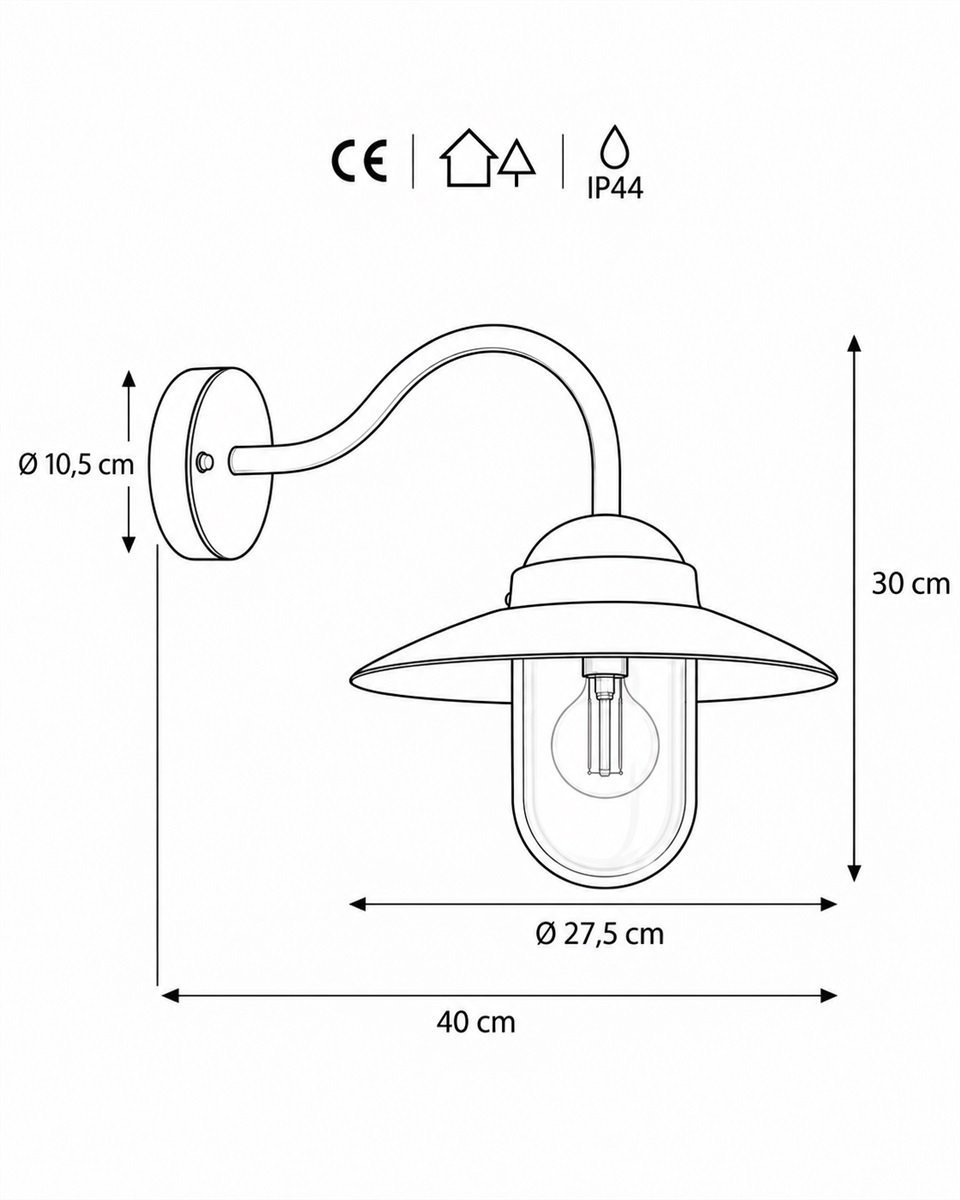 Ystad Svart utendørslampe Fra Lampan - Ystad &auml;r en klassisk stallykta i svart f&auml;rg och klart glas.