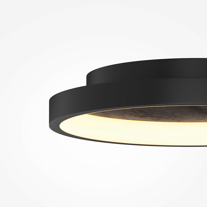 Orign Ø40 Svart plafond Fra Maytoni - Orign er en taklampe i metall med en elegant steinimitasjon i midten som gir et naturlig og eksklusivt inntrykk.